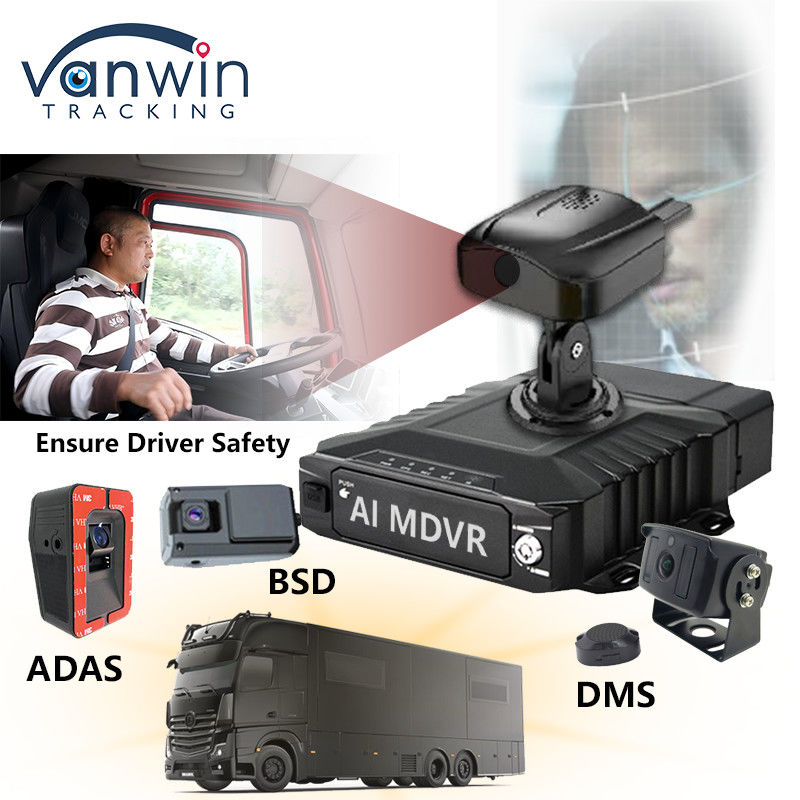 H.265 8CH HDD Mobile DVR Sistem Pemantauan Sensor Pejalan Kaki DSM ADAS BSD AI Berkendara Tingkat Lanjut