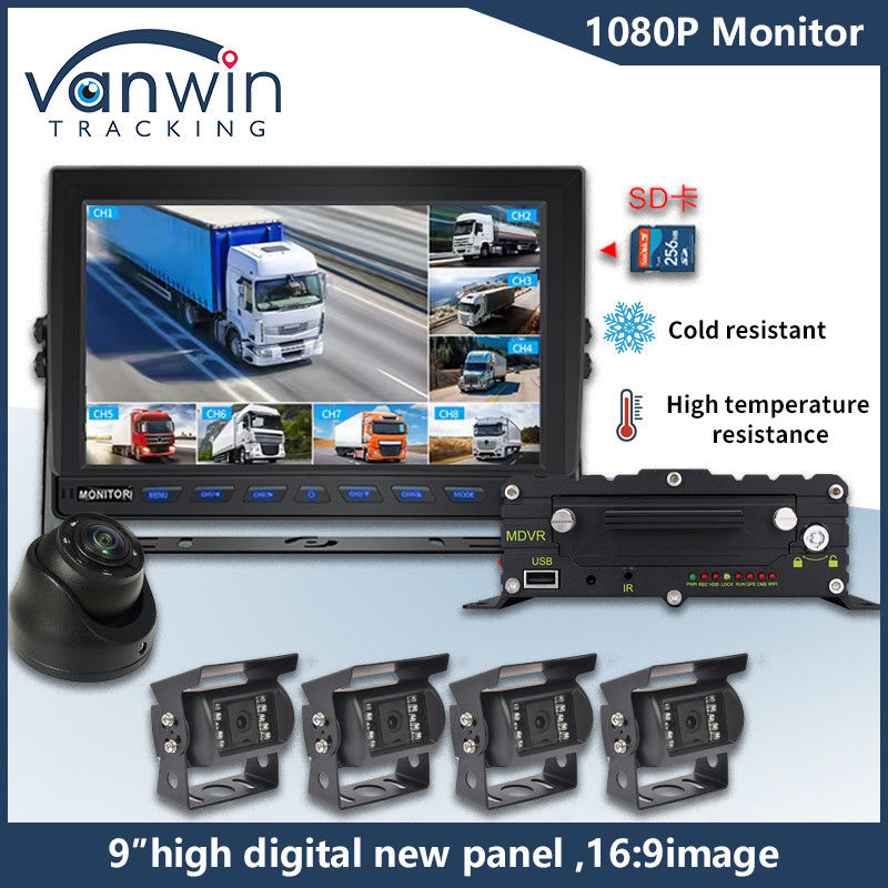 9 Inch 8 Channel AHD Monitor Video 1080P Mobil LCD IPS Monitor untuk Bus Truk Trailer