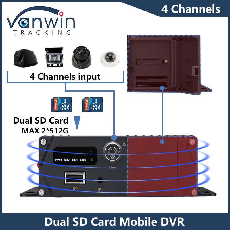 4CH HD Kamera Mobil Dual SD Card Mobile DVR 4G GPS 1080P MDVR H.265 Video Recorder