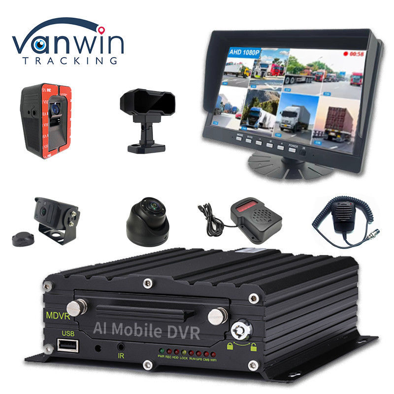 ADAS DMS BSD AI Vehicle Fleet Cam Mobil Dengan 8CH WiFi GPS 4G Live View Mobile DVR Untuk Mobil