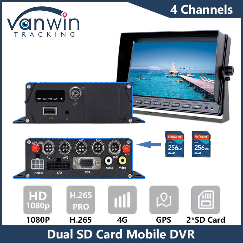 4G GPS Dual SD Card Mobile DVR 1080P 4CH CCTV Camera Recorder Keamanan Mobile Tracking DVR