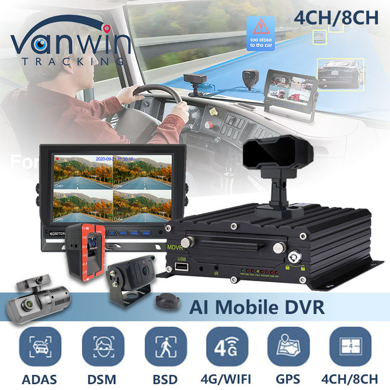 8CH AI BSD ADAS DMS MDVR System HD 1080P HDD Mobile DVR Dengan Fungsi WIFI 4G GPS