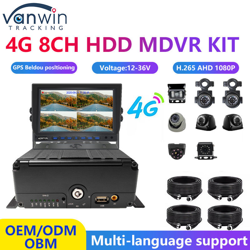 H.265 8CH HDD 1080P Mobile DVR System Dengan 4G MDVR Kit GPS WIFI Fungsi Untuk Manajemen Armada