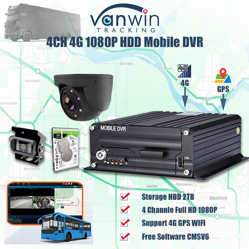 H.265 4CH 1080P HDD Mobile DVR Kendaraan CCTV Video Recorder Kit Kamera Sistem MDVR