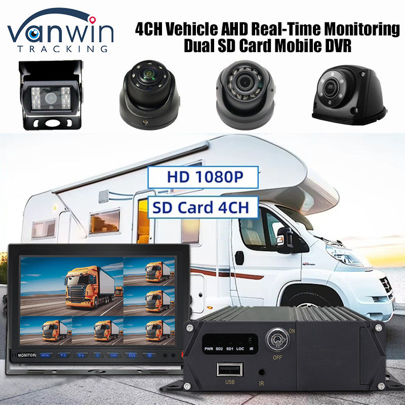 CMSV6 4CH Dual SD Card DVR DVR 4G GPS Pemantauan Waktu Nyata Pengawasan Video MDVR
