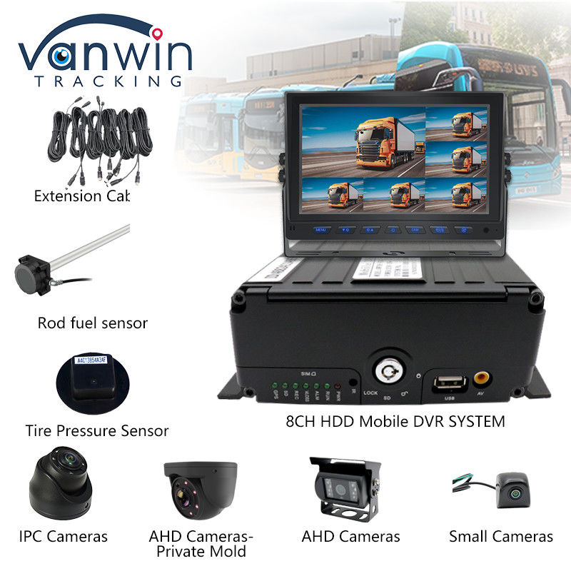 Full HD 1080P 8CH Mobile DVR H.265 CMSV6 Pengemudi Bus 4G Wifi MDVR Kamera Mobil Bus Truk