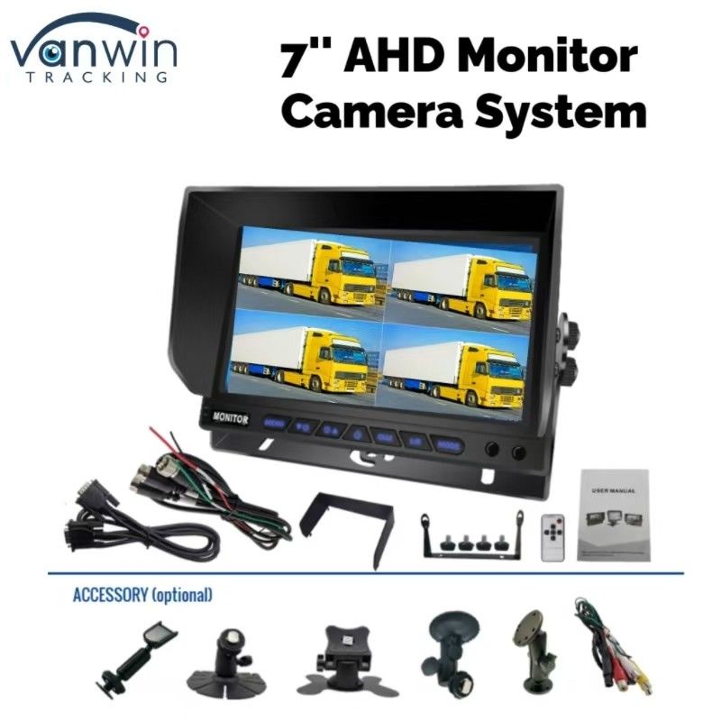7 inci AHD Quad-Channel Split Car Monitor Sistem pemantauan tampilan kendaraan