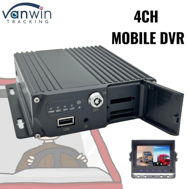 4 Channel SD Card Mobile DVR Dual Card Dual Standby Untuk Pemantauan Kendaraan