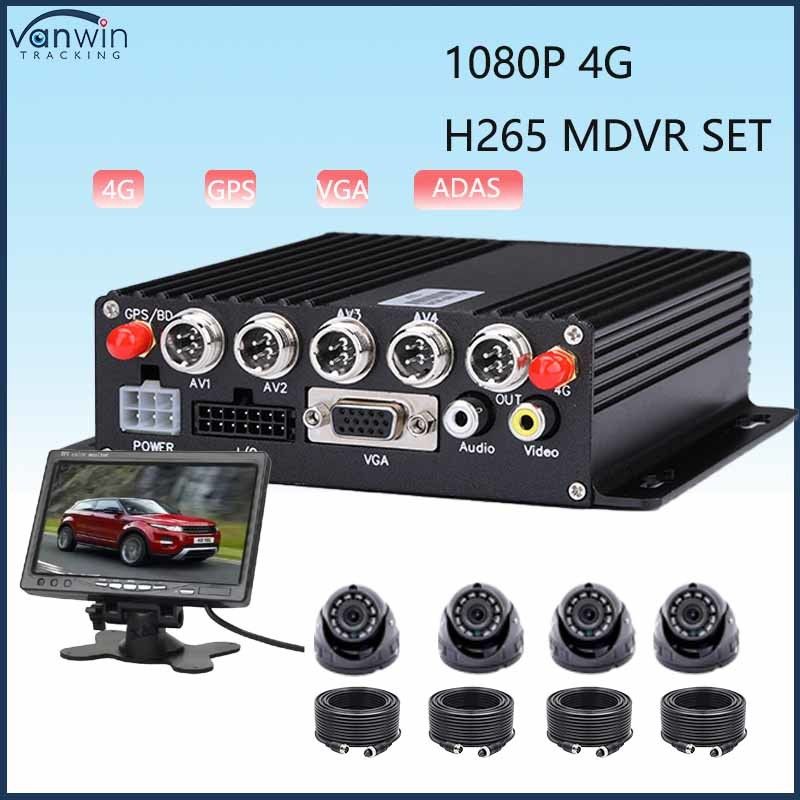4CH MDVR ADAS Dengan GPS 4G Wi-fi HDD Opsional Time Monitoring Truck