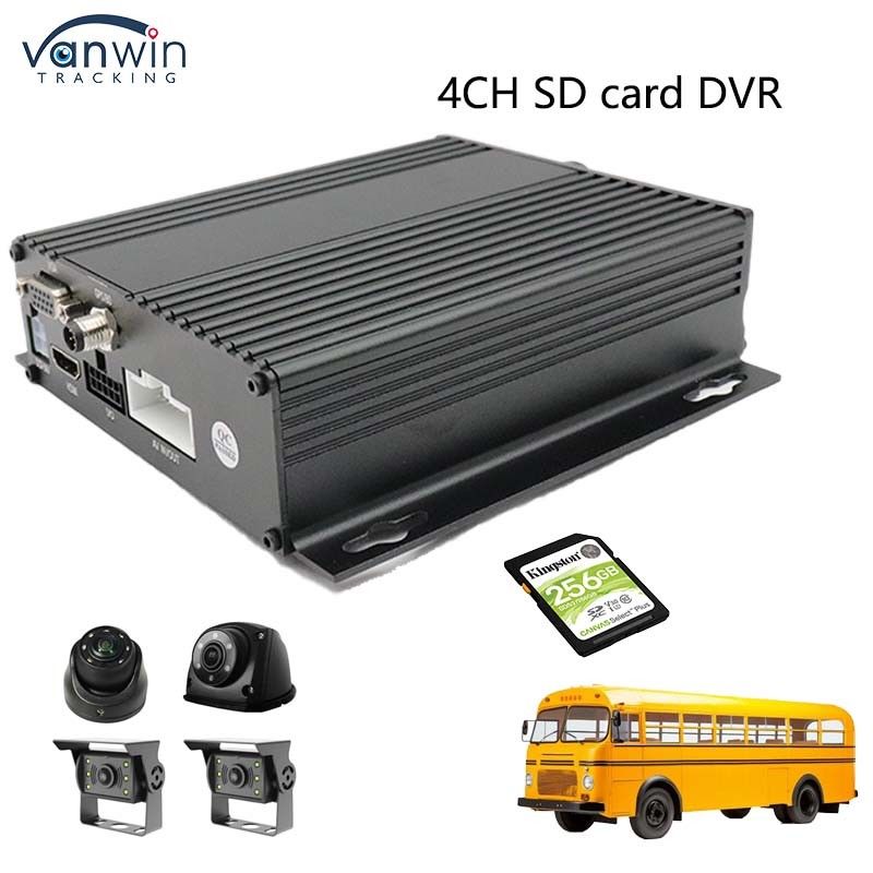 4 Channel AHD 1080P SD Card 256G Mobile DVR Dengan USB VGA Port untuk Truck Security DVR Recorder