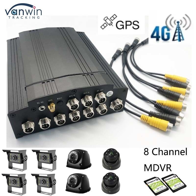 Full HD 1080P 8CH Mobile DVR SD Card 4G GPS H.265 CMSV6 Bus Truck DVR Sistem Keamanan