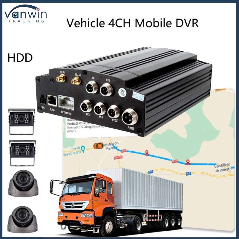 4 Channel Mobile DVR 4G GPS WIFI HDD 1080P AHD Card DVR Untuk Truk Bus Kota