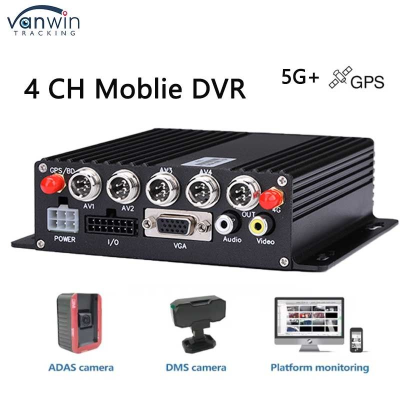 4 Channel Car DVR dengan 5G GPS AHD Camera SD Card Video Recorder untuk Bus Truk