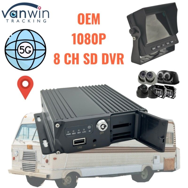 8 Channel SD Card MDVR 5G GPS Vehicle Tracker 1080P Video Recorder Untuk Truk Bus Van Dukungan Layanan OEM