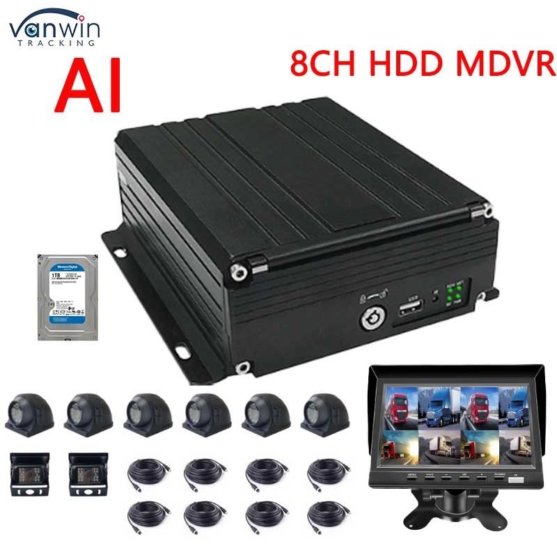 8CH 1080P AI MDVR dengan ADAS DMS, 4G GPS Vehicle Video Recorder untuk Bus Truk, Dukungan HDD SSD OEM