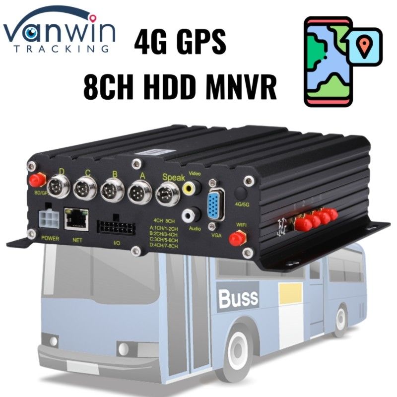 OEM 8 Channel HDD MNVR Vehicle Safety Video Recorder Untuk Truck Bus Van Fleet