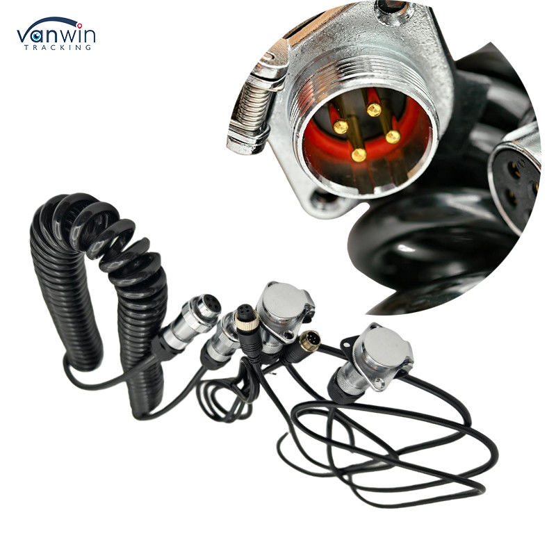 4 Pin Wanita ke Colokan Custom Spring Wire waterproof trailer kabel kamera untuk Truk Forklift