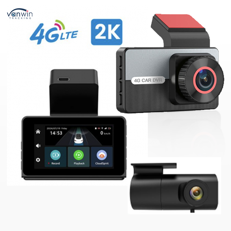 Kamera Dasbor GPS Lensa Ganda SIM Card 4G 2K Canggih Penglihatan Malam Fungsi Perekaman Loop WDR Kompatibel Mobil VW Cerdas Android IPS