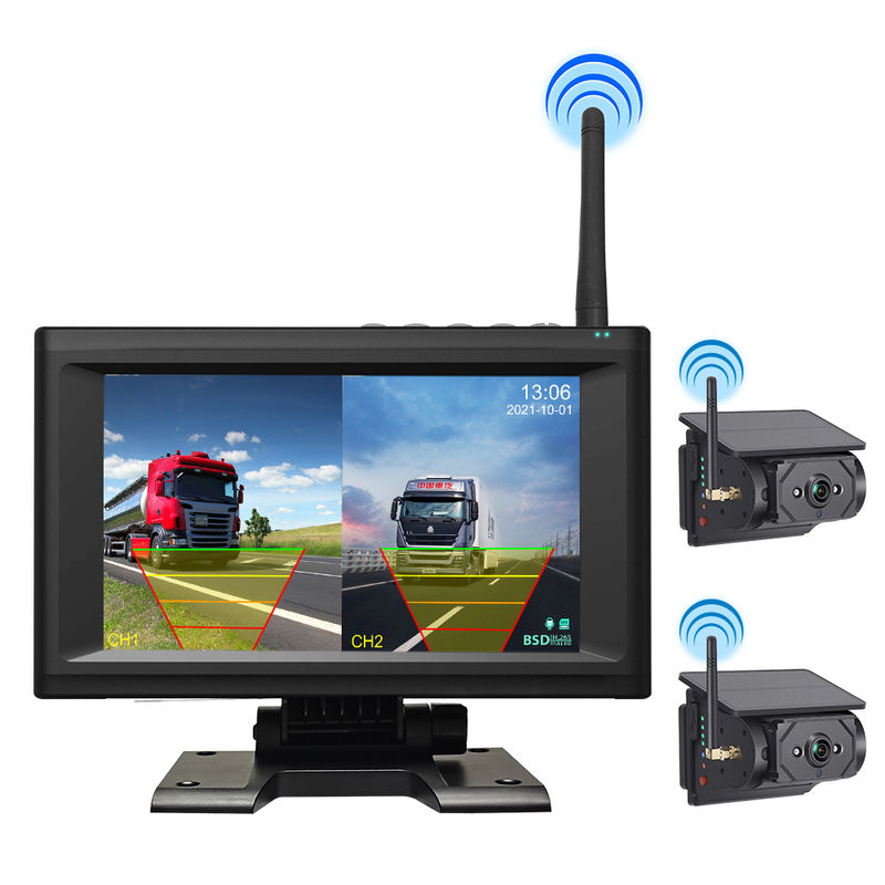 Layar Tampilan Tahan Air 7 Inci Sistem Kamera Pemantauan Pengisian Nirkabel Otomatis 1/2/4CH