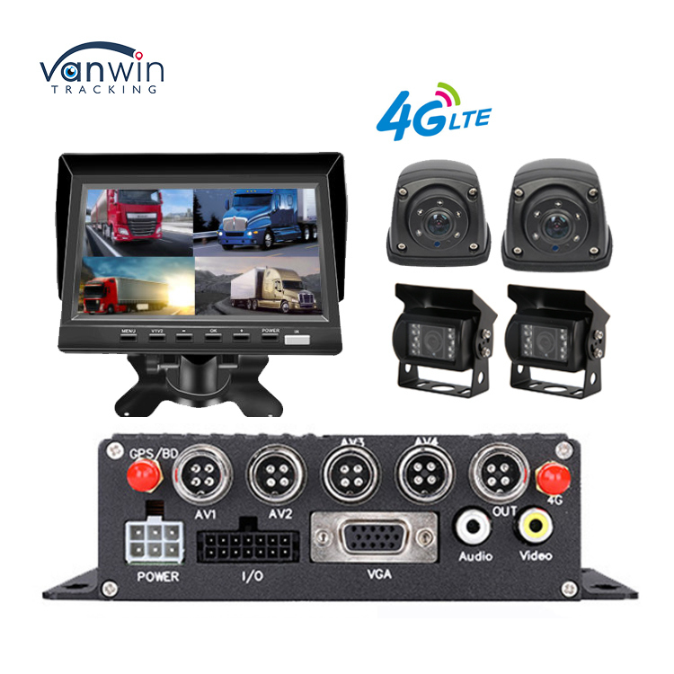 Profesional 4CH 1080P MDVR Untuk Truk Dengan 7 "Monitor 4G/GPS Waterproof Camera & Reverse Aid - Solusi Manajemen Armada All-In-One