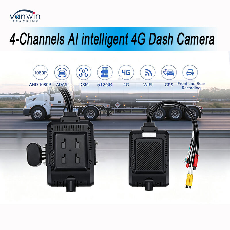 4 Saluran AI Intelligent 4G Mobile Digital Video Recorder Sistem Kamera Dash GPS Pelacakan Night Vision Awan Remote Monitoring